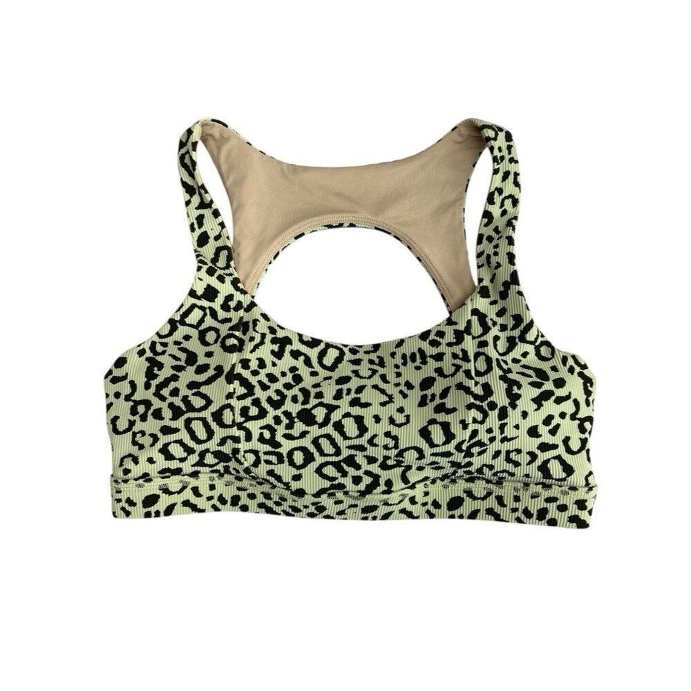 Zyia Active Green Leopard Reve Bra Womens Large